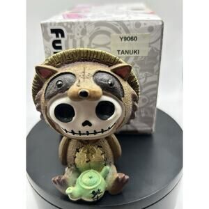NIB Furrybones Figurine “Tanuki” Skeleton in Raccoon Costume Collectible - Goth